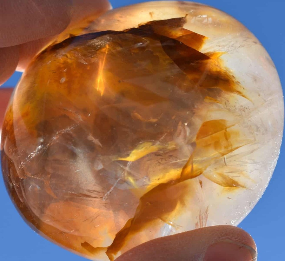 Yellow Hematoid Quartz Palm Stone #9