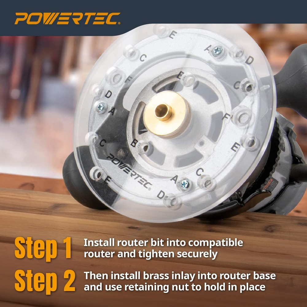 POWERTEC Router Inlay Kit, Solid Brass 1/8" diameter 1/4" shank