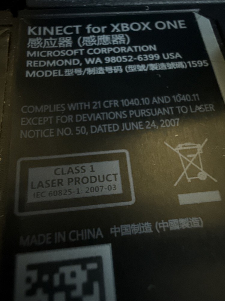 Microsoft Xbox One Kinect Sensor Bar Black, Model 1595