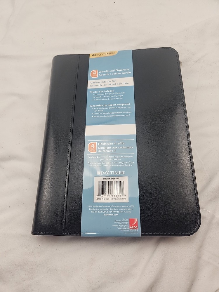 Day-Timer Wire-Bound Leather Organizer System Agenda Black #D68515