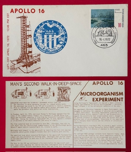 APOLLO 16  POSTAL COVER UNADDRESSED WITH MICROORGANISM EXPERIMENT INSERT