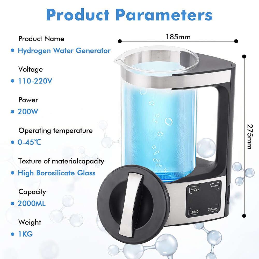 2L Hydrogen Water Generator Portable Water Ionizer Hydrogen-rich Water Bottle