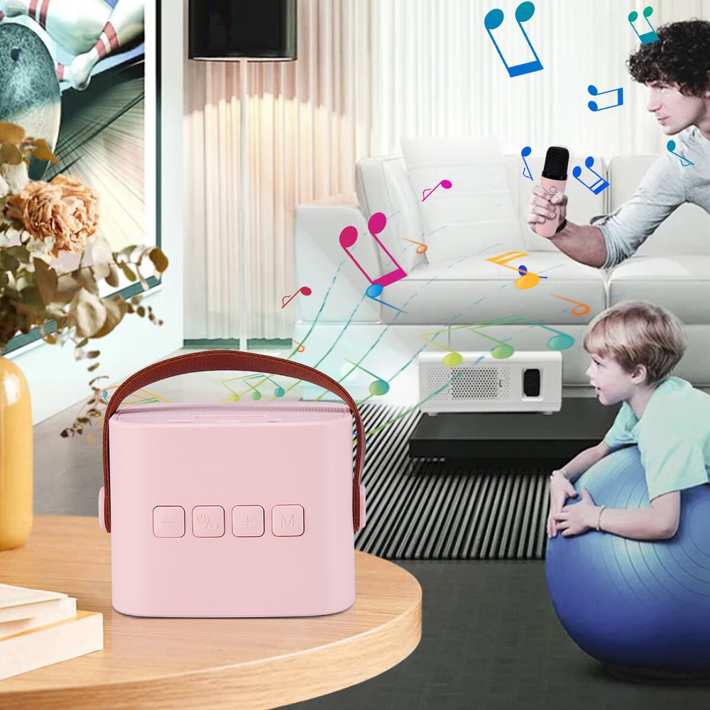 Bluetooth Speaker Portable Karaoke Machine System Microphone Party Light For Kid