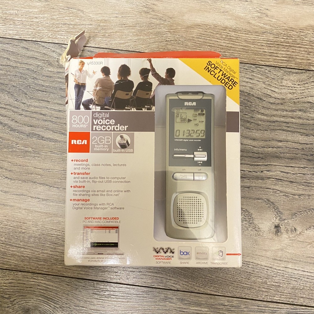 RCA VR5330R Digital Voice Recorder, 800 Hours, 2 GB Memory, PC, MAC Software