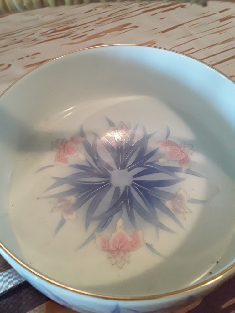 Floral Candy Dish with Bamboo Handle Japan