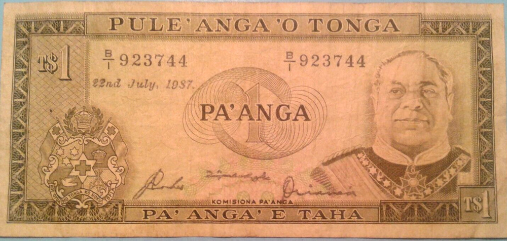 Tonga 1 Paanga banknote 1987.