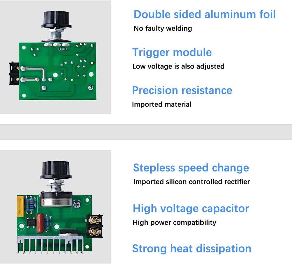AC Variable Speed Controller, 120V~220V 15A 4000W SCR Voltage Controller for Rou