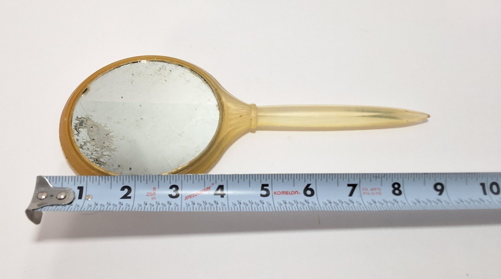 Vintage Vanity Hand Held Mirror Plastic