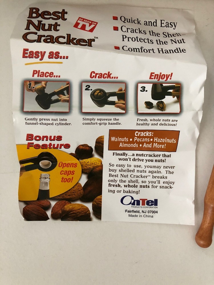 Best Nut Cracker open box Ontel Products NEW opens caps too