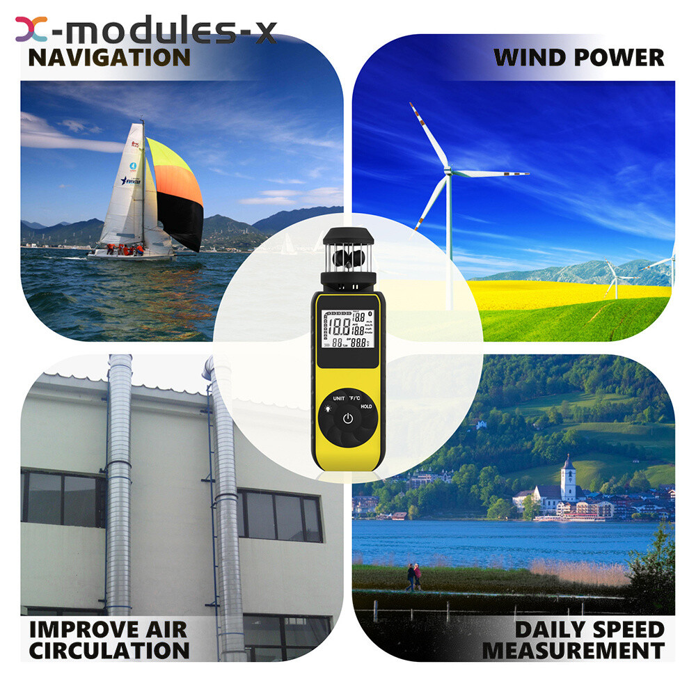 Digital Cup Anemometer Compass Measure Wind Temperature 360°Rotating + Backlight