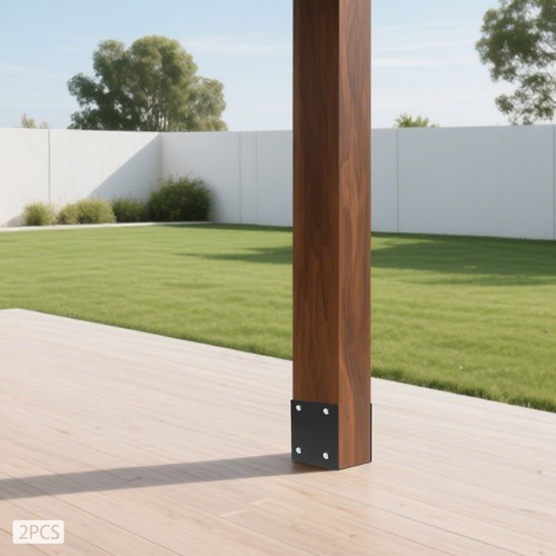 2-Pack U-Shaped Post Base for 7x7 Wood Posts, Heavy Duty Steel Fence/Deck Holder