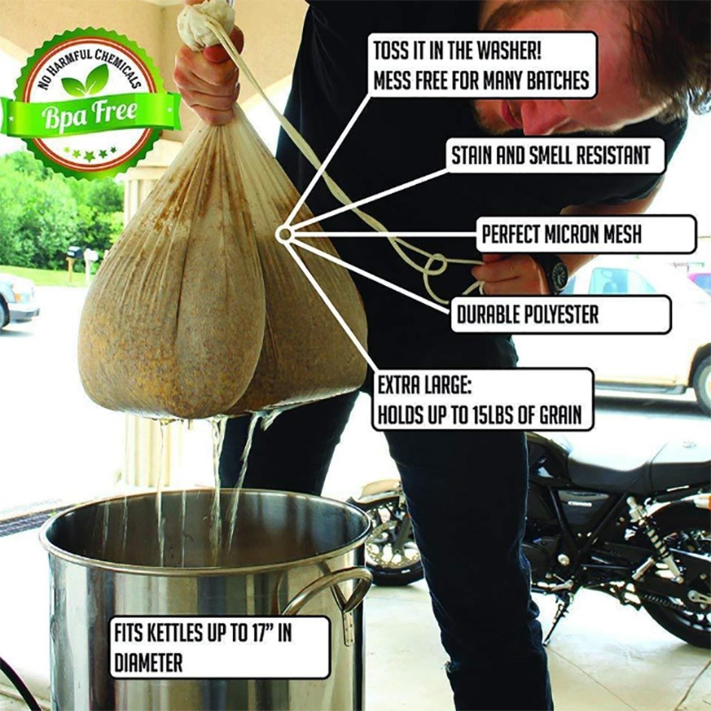 26*22"Reusable Extra Large Drawstring Filter Mesh Cloth Bag for Beer Fruit Cider