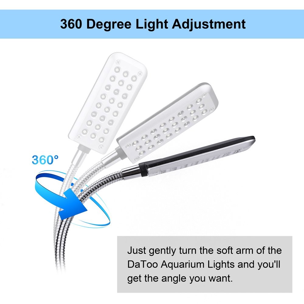 DaToo Aquarium Light Small LED 1.5W (Without Timer & Dimmer), Silver/Black