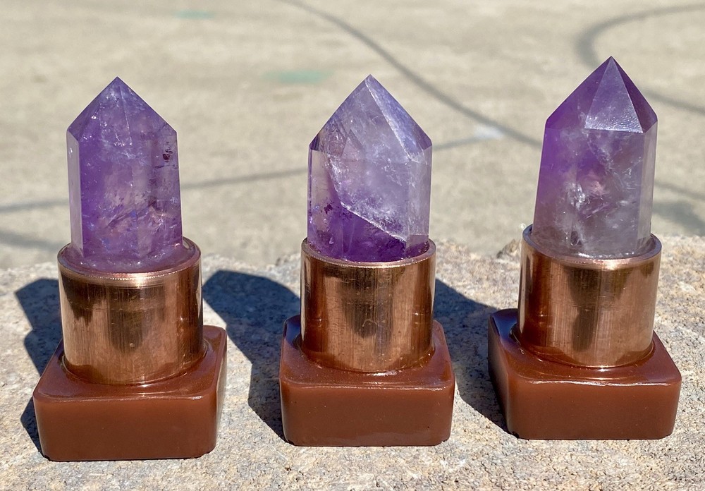 Orgone Mini Cloudbuster Set Amethyst Scepter Point Copper Pipe