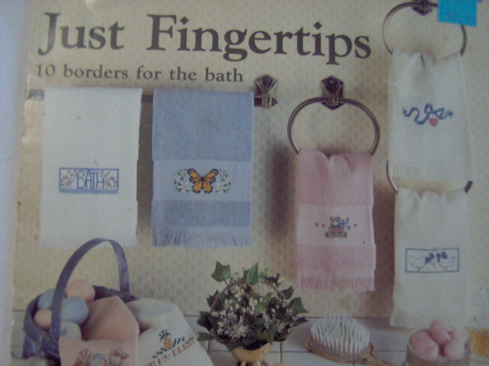 JUST FINGERTIPS 10 DESIGNS CROSS STITCH PATTERN CHART Borders Flowers Shells +++