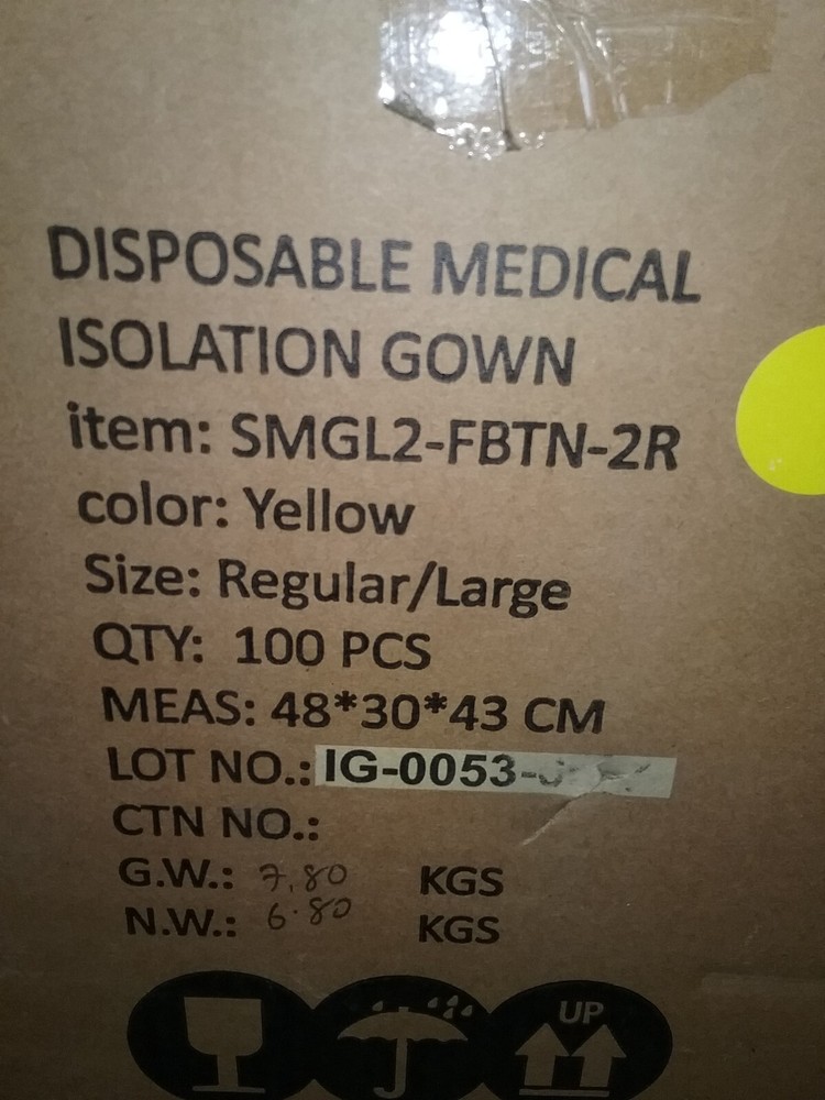100 Paneffort SMS Isolation Gown Full Coverage AAMI Level 2 Yellow Regular/Large