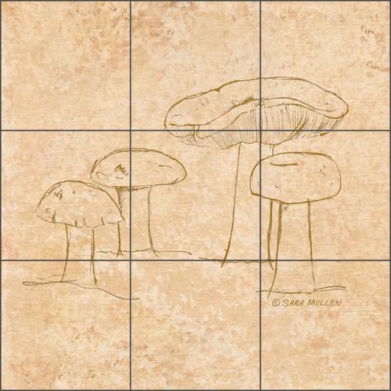 Ceramic Tile Mural Backsplash Mullen Mushroom Funghi Kitchen Art SM139