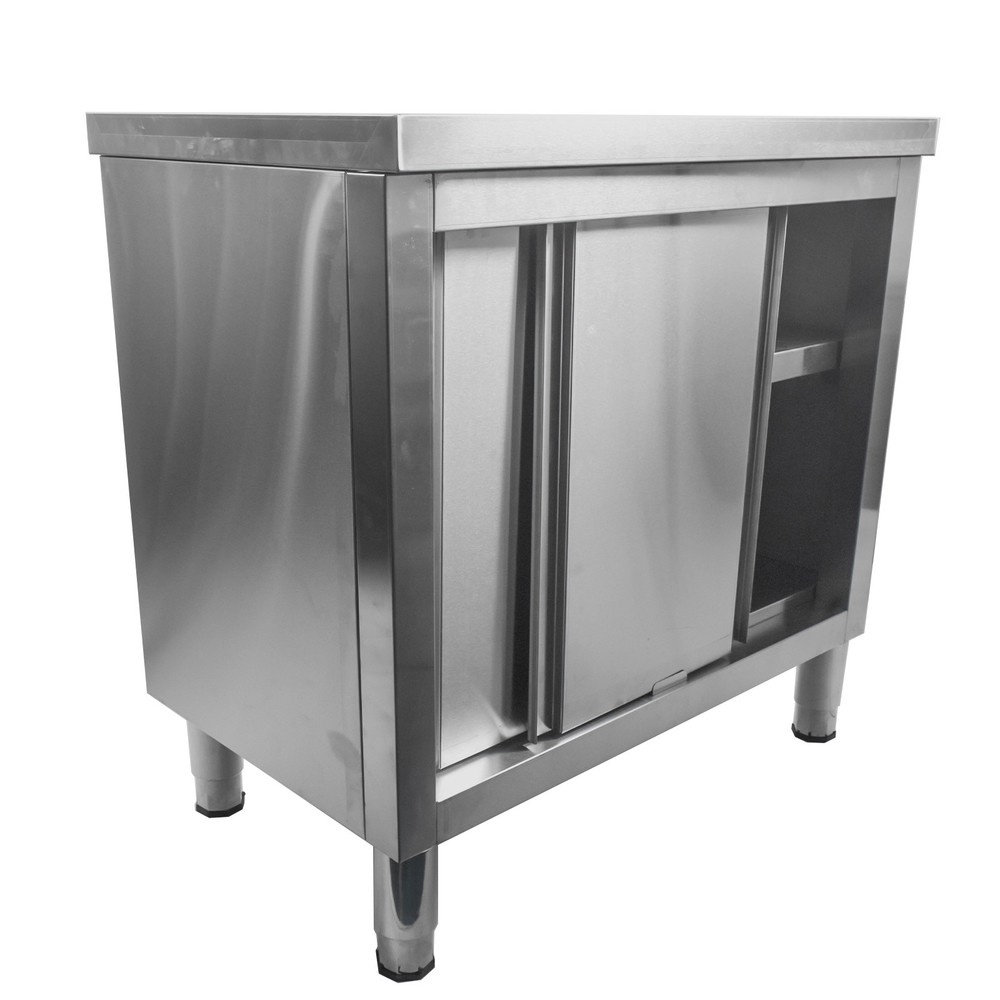 Commercial Kitchen Workbench with Sliding Doors Heavy Duty Prep Table for Garage