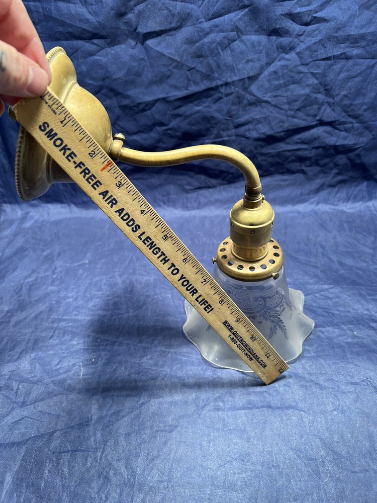 Single Raw Brass Early Electric Sconce With Shade 11D