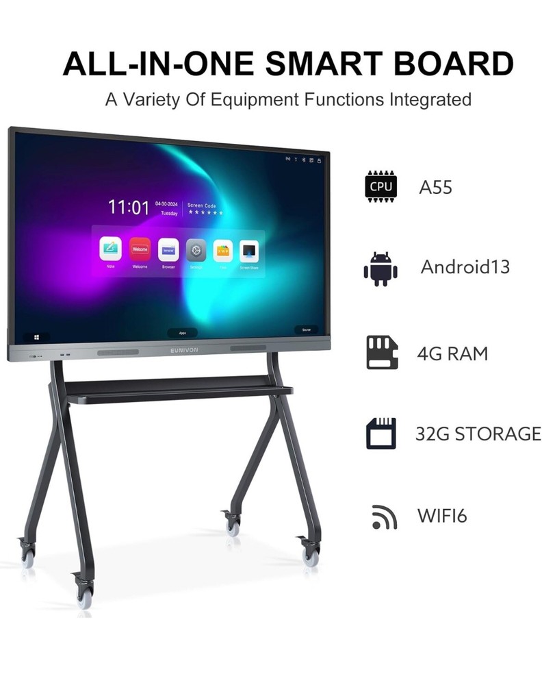 Smart Board, 55'' 4K UHD Smart Whiteboard, Touch Screen Electronic Whiteboard...
