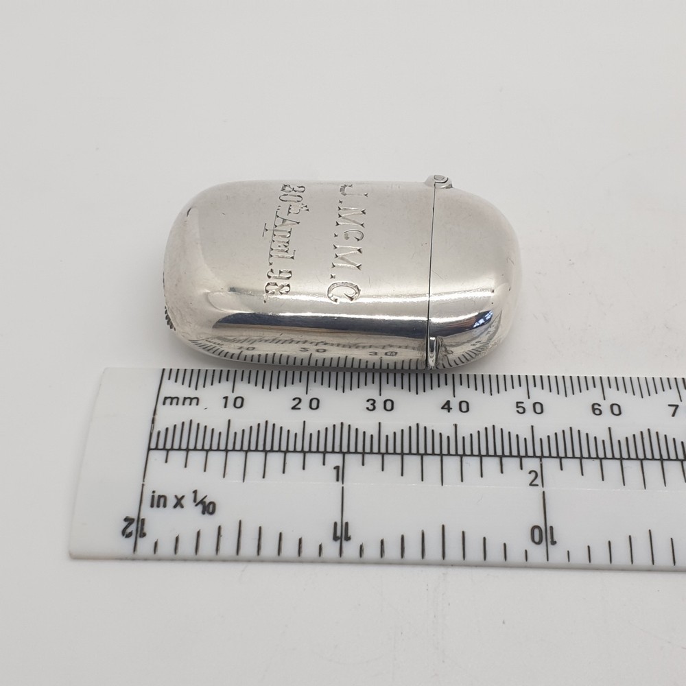 Sterling Silver Vesta Case Match Holder Minshull & Latimer Birmingham 1896