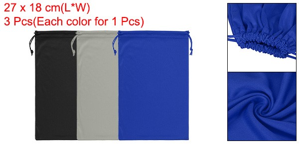3 Pack Ski Goggle Bag Microfiber Snow Goggles Case Sleeve Black Blue Gray