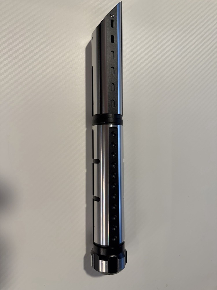 Lightsaber Hilt: Single Button, Silver And Black, Empty Hilt