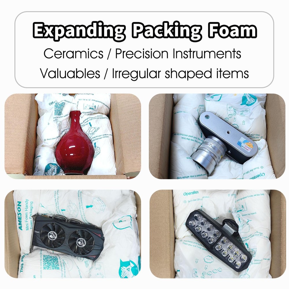 6 Pcs 21”x25” Expanding Foam Packaging, Fragile, Irregular & Valuable Items