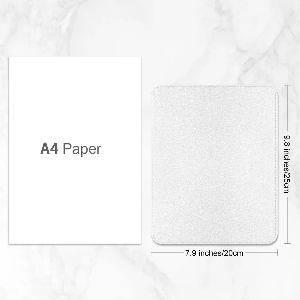 Hsxnam Leather Mouse Pad, Office Mat Rectangular (9.8" x 7.9"), White