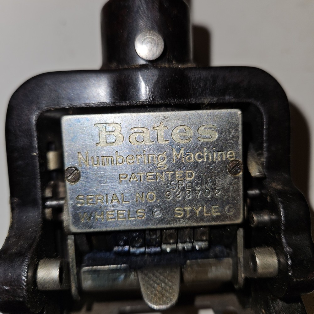 Vntg Bates Multiple Movement Numbering Machine Stamp, 6 Wheels Style G, Special