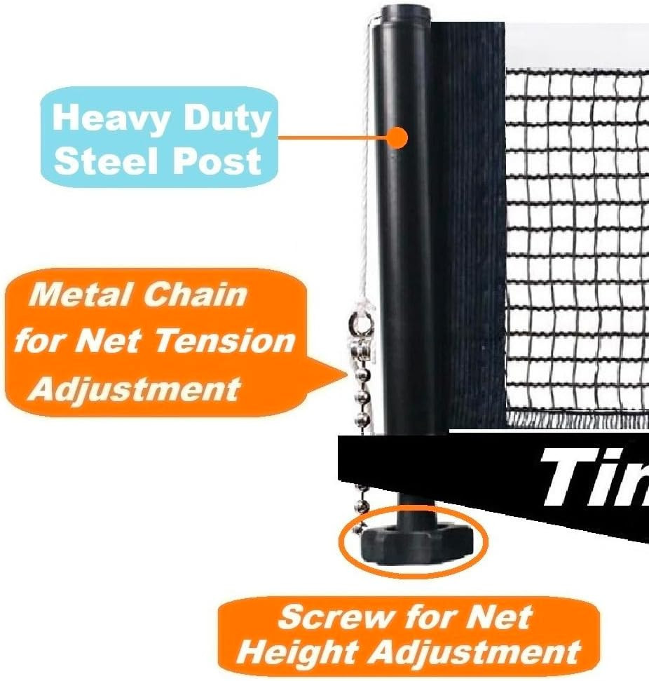 Professional Table Tennis Net Fits 1.8" Maximum Table Thickness | Screw Clamp Pi