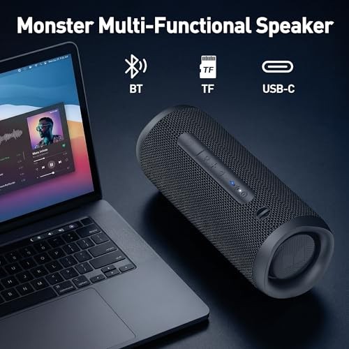 Bluetooth Speaker, Wireless Portable Outdoor Bluetooth Speakers, Deep Black