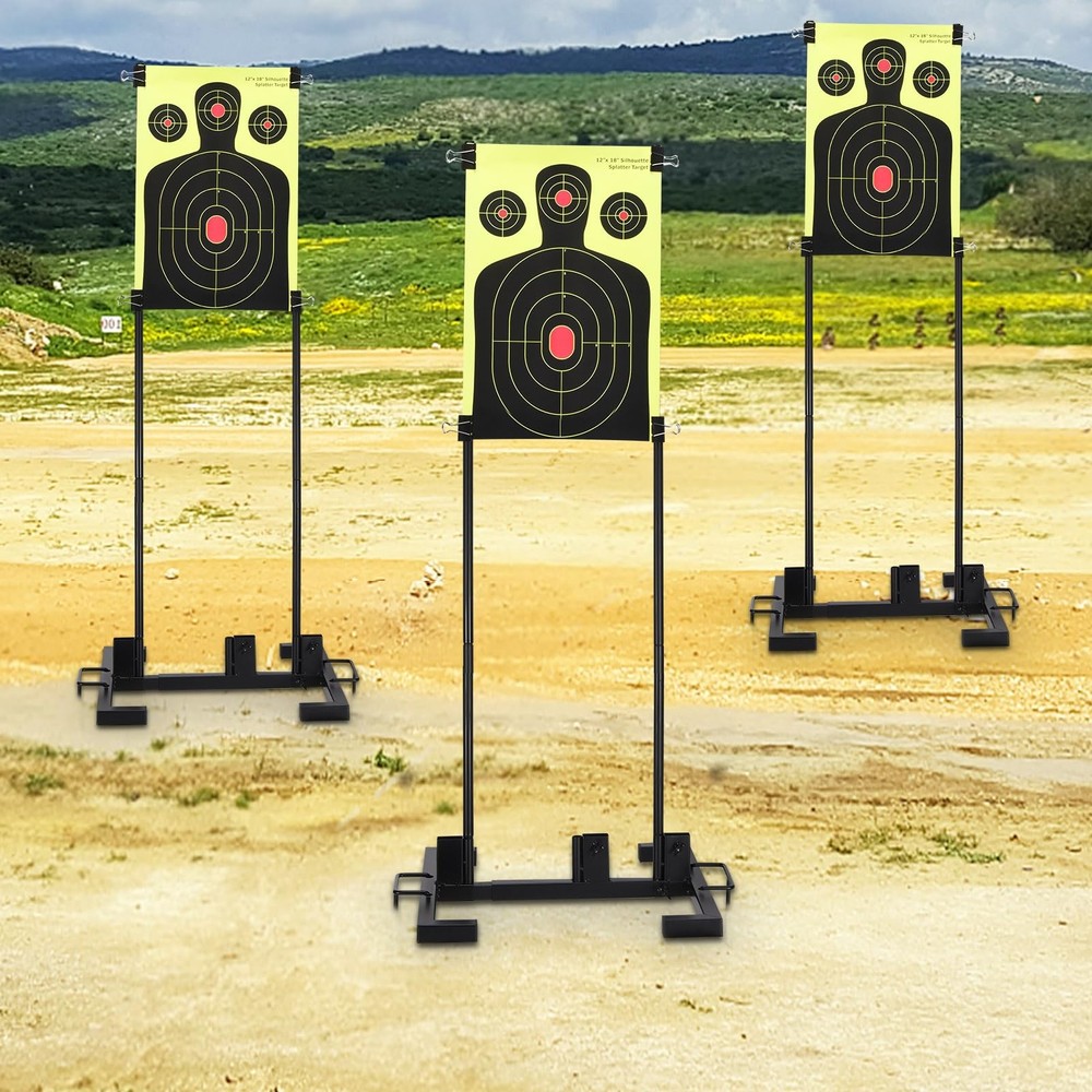 Shooting Target Stand Set, Adjustable with 10pcs Black