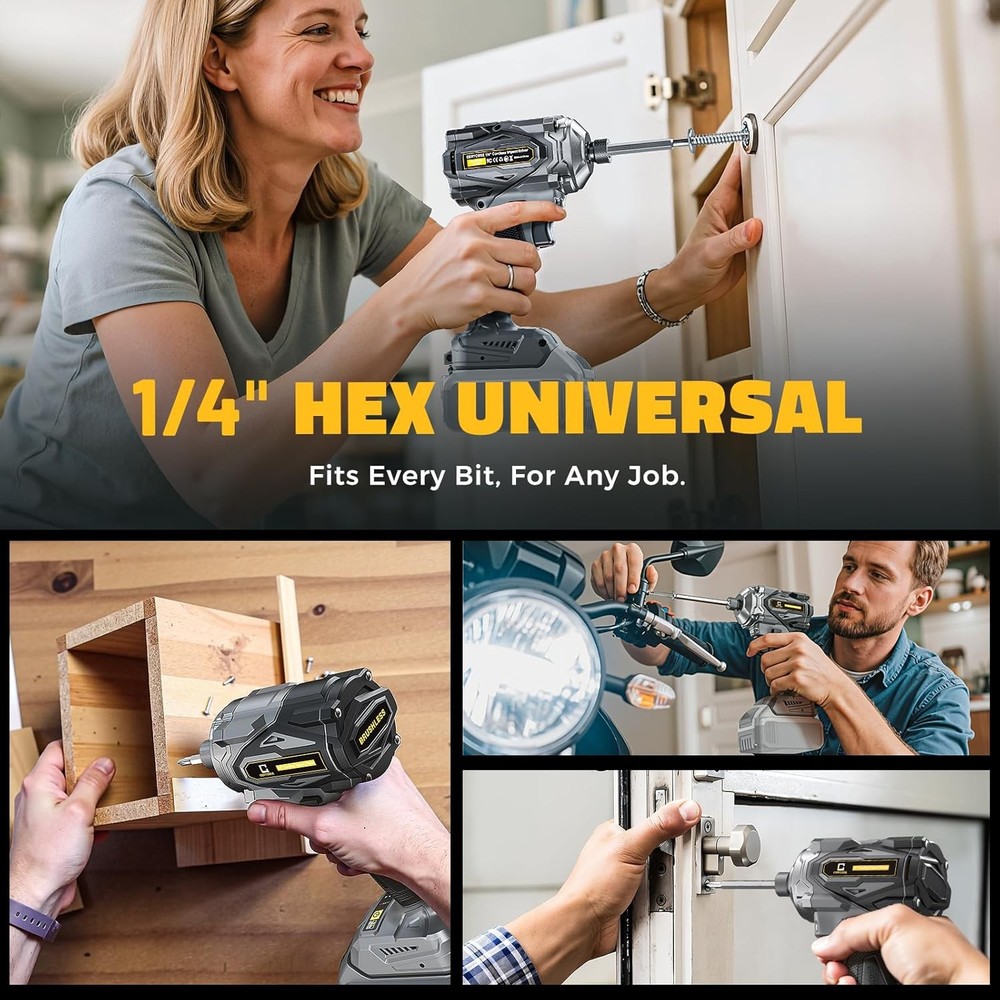 2800 In-lbs Brushless 1/4" hex chuck Impact Driver, impact drill