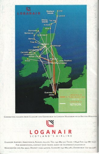 Loganair timetable 1991/03/31