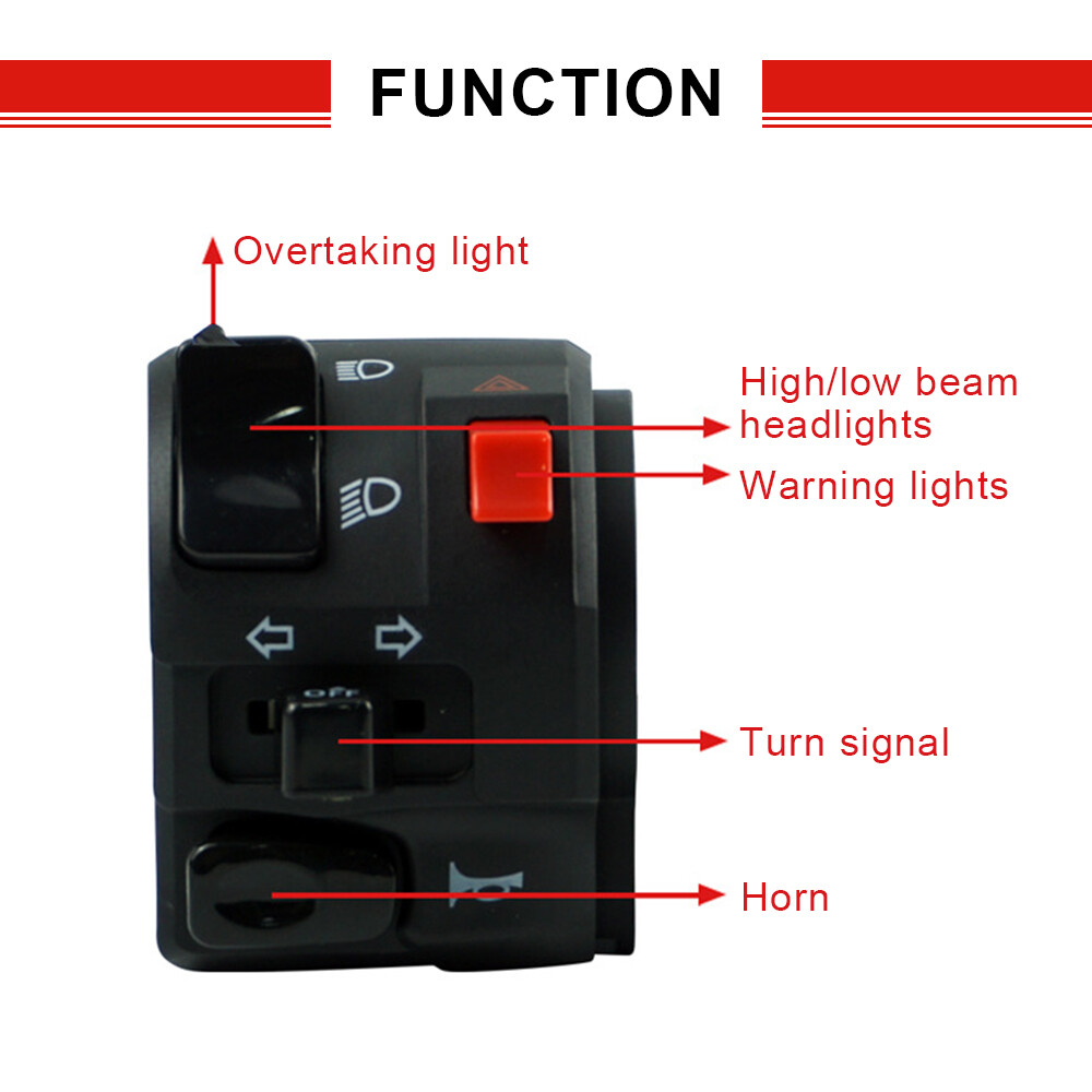 22MM 7/8" Motorcycle Handlebar Turn Signal Light Horn Start Kill Switch Control