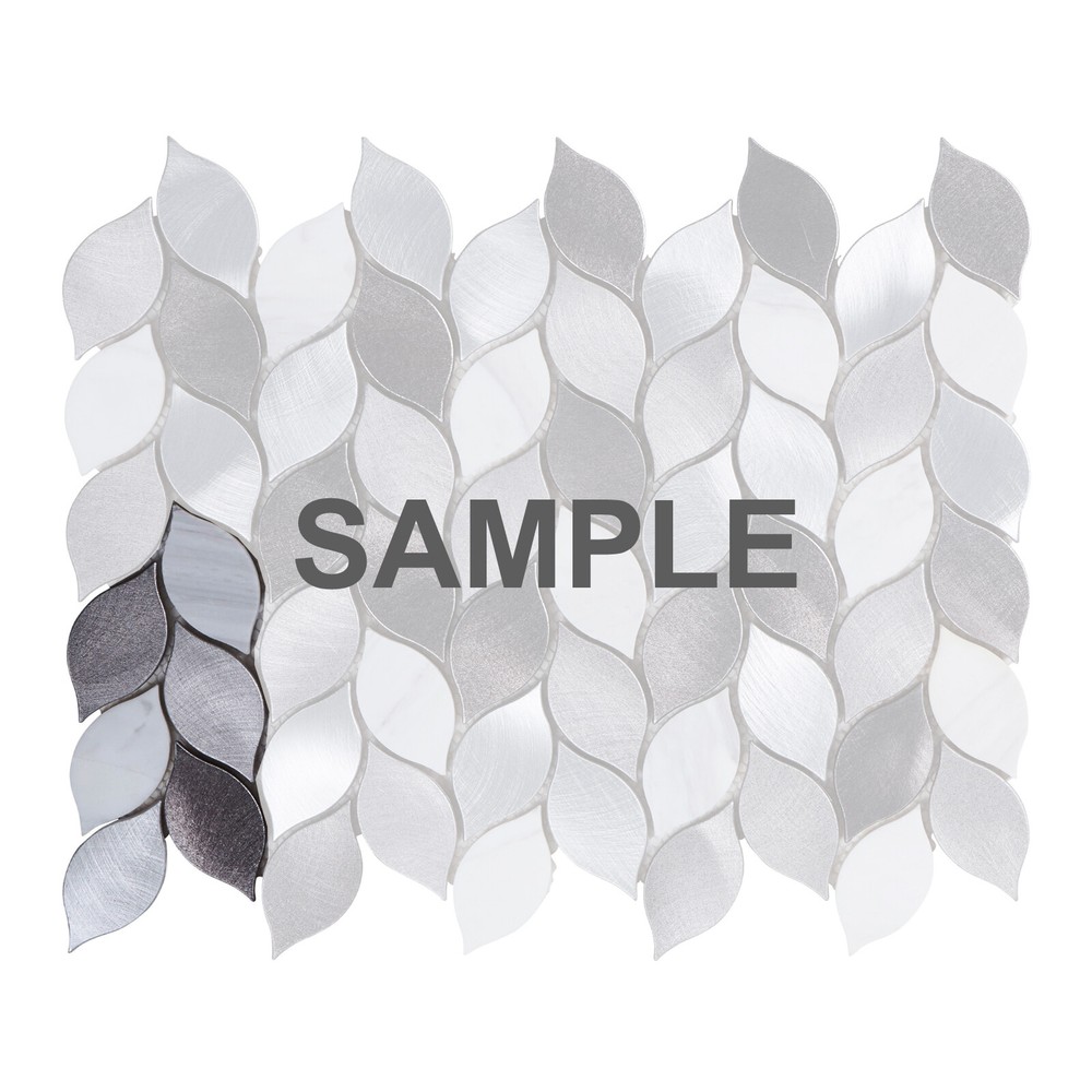 Modern Gray Metallic Blended Natural Stone Leaves Pattern Mosaic Backsplash Tile