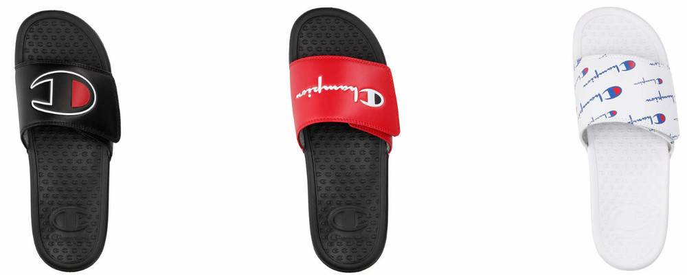 Champion Unisex Slide Adjustable Hook and Loop Closure Black White Red Colors