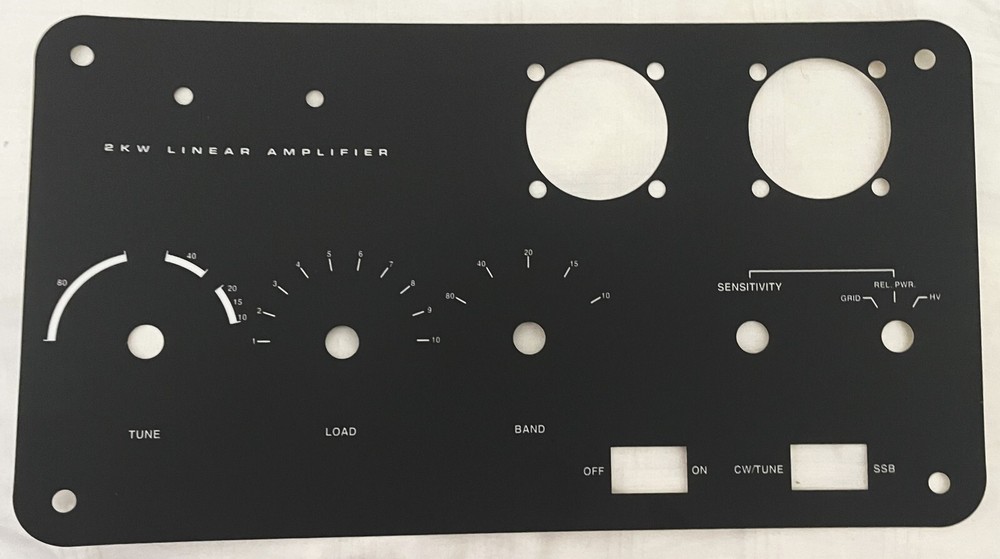 NEW BLACK Heathkit SB-220 amplifier front panel replacement overlay