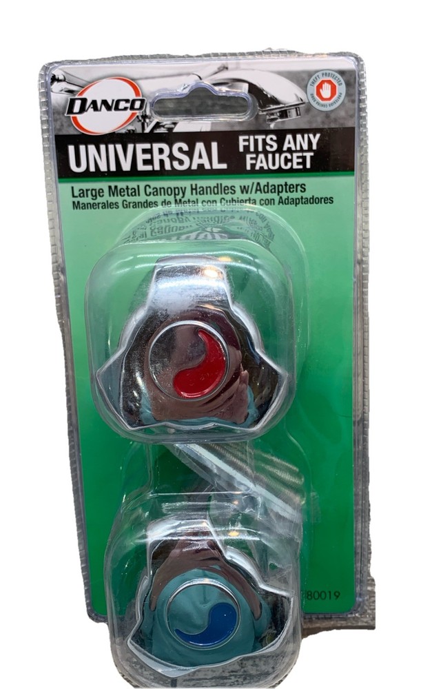 DANCO 80019 LARGE CANOPY HANDLES CHROME UNIVERSAL FIT, ADAPTERS SPACERS INCLUDED