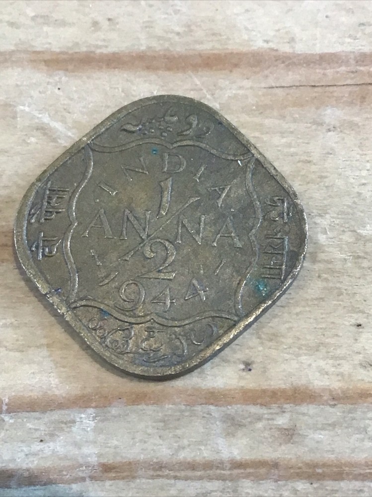 1944 India Half 1/2 Anna Coin