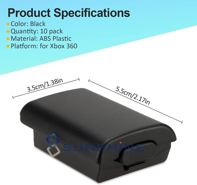 10 Battery Pack Cover Holder Back Shell Case Replacement for Xbox 360 Controller