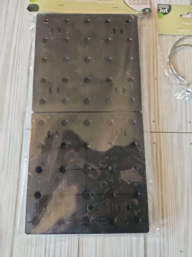 Lot 5 Creatively Organized by Jot Pegboard Black Plastic & Loop Hooks Rectangle