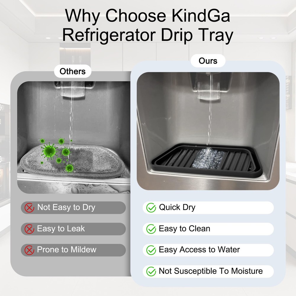 KindGa Refrigerator Drip Catcher 2 pack Rectangular Black, Black