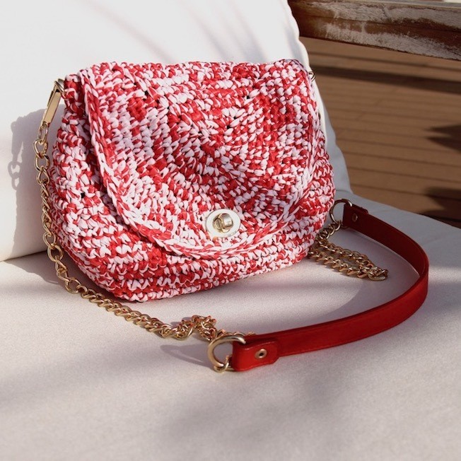 Center Leather Chain Shoulder Strap (Red) - Cottonraffia