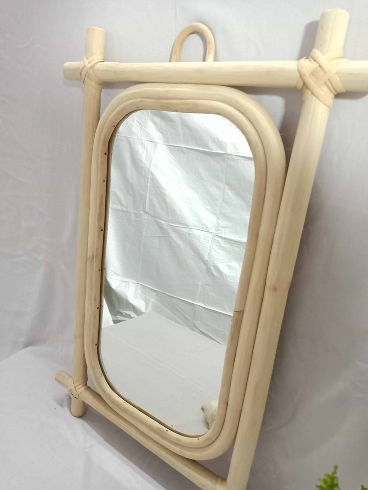 Handmade Rattan Mirror, Rattan Rectangle Mirror, Cane Mirror, Boho Mirror Mirror