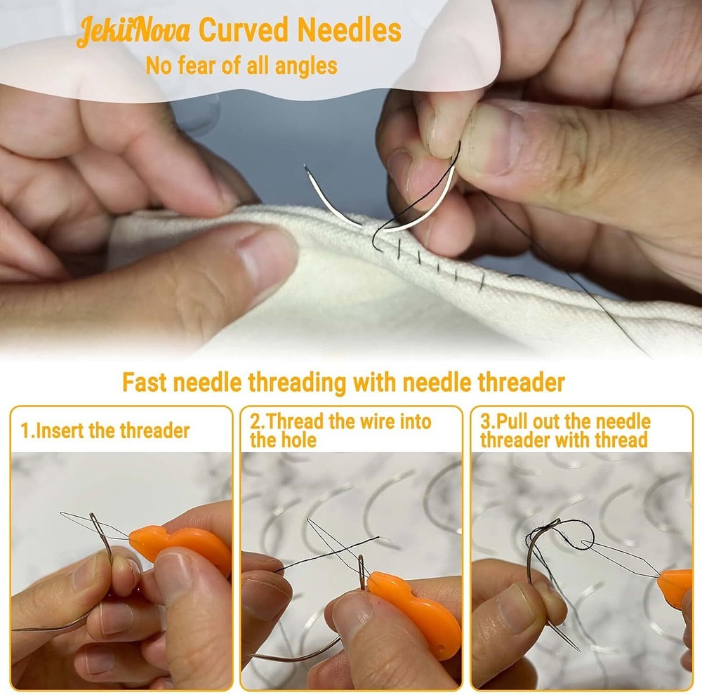 50 PCS Curved Needles, Curved Sewing Needles for Leather Projects