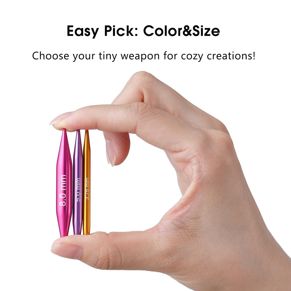 Guclud Short Interchangeable Knitting Needles Set 2-Inch Shorties Circular Kn...