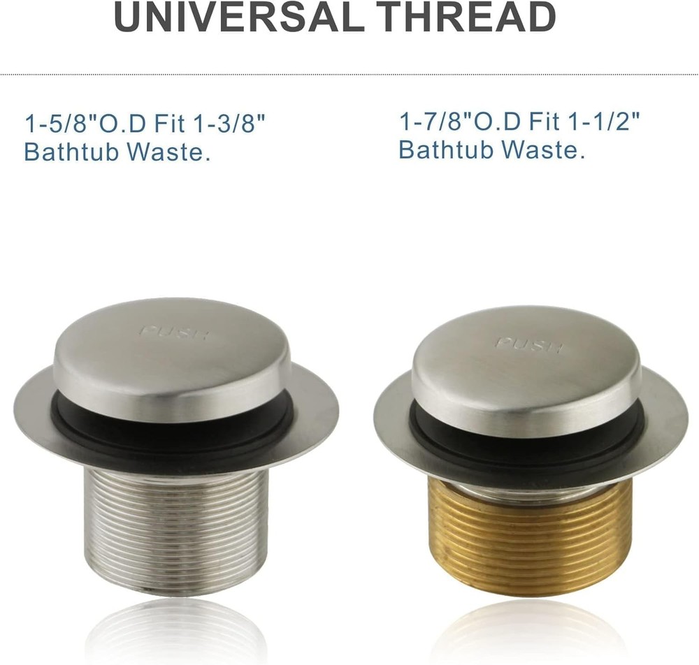 Brushed Nickel Tub Drain Tip-Toe Trim Set Conversion Kit