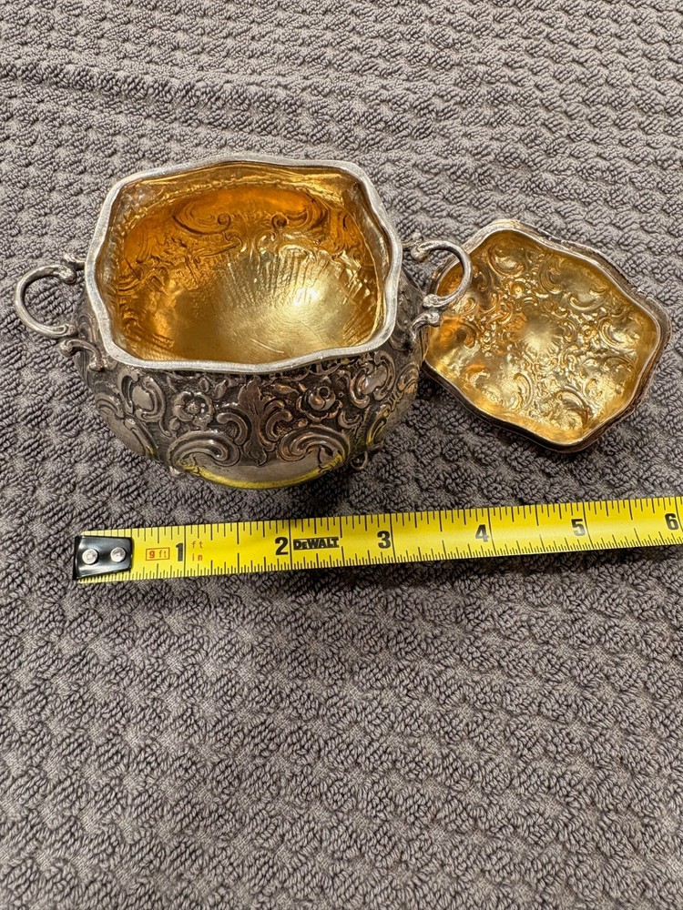 European antique silver/gold coated interior container
